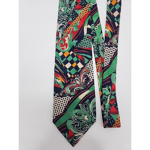 V2 By Versace Necktie Mens Silk Tie 1990S Vintage Italy Abstract RETRO Loose Tag - Picture 2 of 8